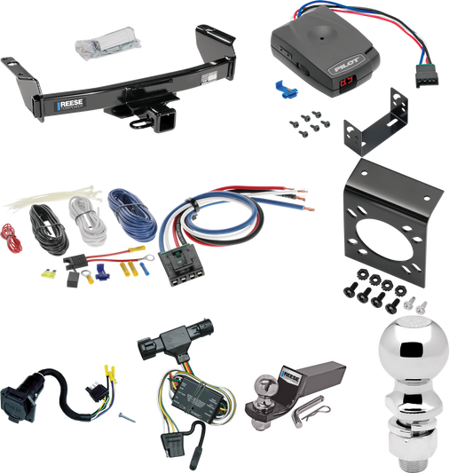 Fits 1994-2009 Mazda B4000 Trailer Hitch Tow PKG w/ Pro Series Pilot Brake Control + Generic BC Wiring Adapter + 7-Way RV Wiring + 2" & 2-5/16" Ball & Drop Mount By Reese Towpower