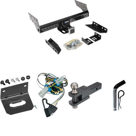 Fits 1998-2000 Isuzu Hombre Trailer Hitch Tow PKG w/ 4-Flat Wiring Harness + Clevis Hitch Ball Mount w/ 2" Ball + Pin/Clip + Wiring Bracket (For w/Step Bumper Models) By Reese Towpower