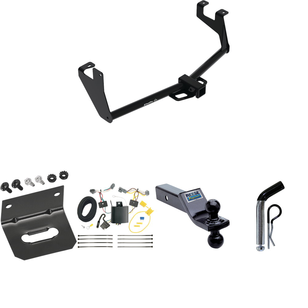 Fits 2013-2016 Chevrolet Trax Trailer Hitch Tow PKG w/ 4-Flat Wiring Harness + Dual Ball Ball Mount 1-7/8" & 2" Trailer Balls + Pin/Clip + Wiring Bracket By Reese Towpower