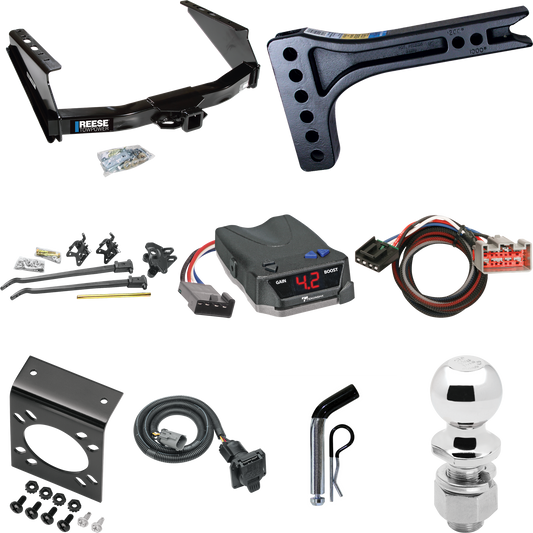 Fits 1999-2001 Ford F-250 Super Duty Trailer Hitch Tow PKG w/ 15K Trunnion Bar Weight Distribution Hitch + Pin/Clip + 2-5/16" Ball + Tekonsha BRAKE-EVN Brake Control + Plug & Play BC Adapter + 7-Way RV Wiring (Excludes: Cab & Chassis Models) By Reese