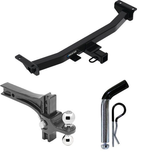 Se adapta al paquete de enganche de remolque Ford Ranger 2019-2023 con soporte de bola de elevación de caída ajustable doble, bolas de remolque de 2" y 2-5/16" + pasador/clip de Reese Towpower