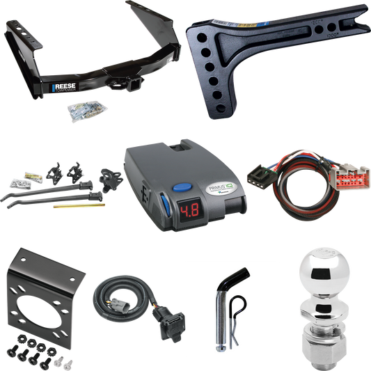 Fits 1999-2001 Ford F-250 Super Duty Trailer Hitch Tow PKG w/ 15K Trunnion Bar Weight Distribution Hitch + Pin/Clip + 2-5/16" Ball + Tekonsha Primus IQ Brake Control + Plug & Play BC Adapter + 7-Way RV Wiring (Excludes: Cab & Chassis Models) By Reese