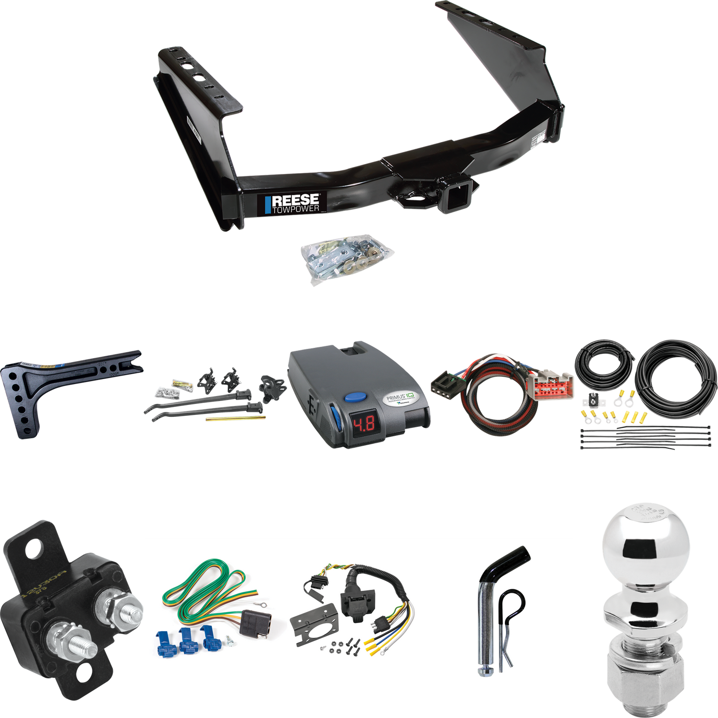 Fits 2008-2020 Ford F-350 Super Duty Trailer Hitch Tow PKG w/ 15K Trunnion Bar Weight Distribution Hitch + Pin/Clip + 2-5/16" Ball + Tekonsha Primus IQ Brake Control + Plug & Play BC Adapter + 7-Way RV Wiring (Excludes: Cab & Chassis Models) By Reese