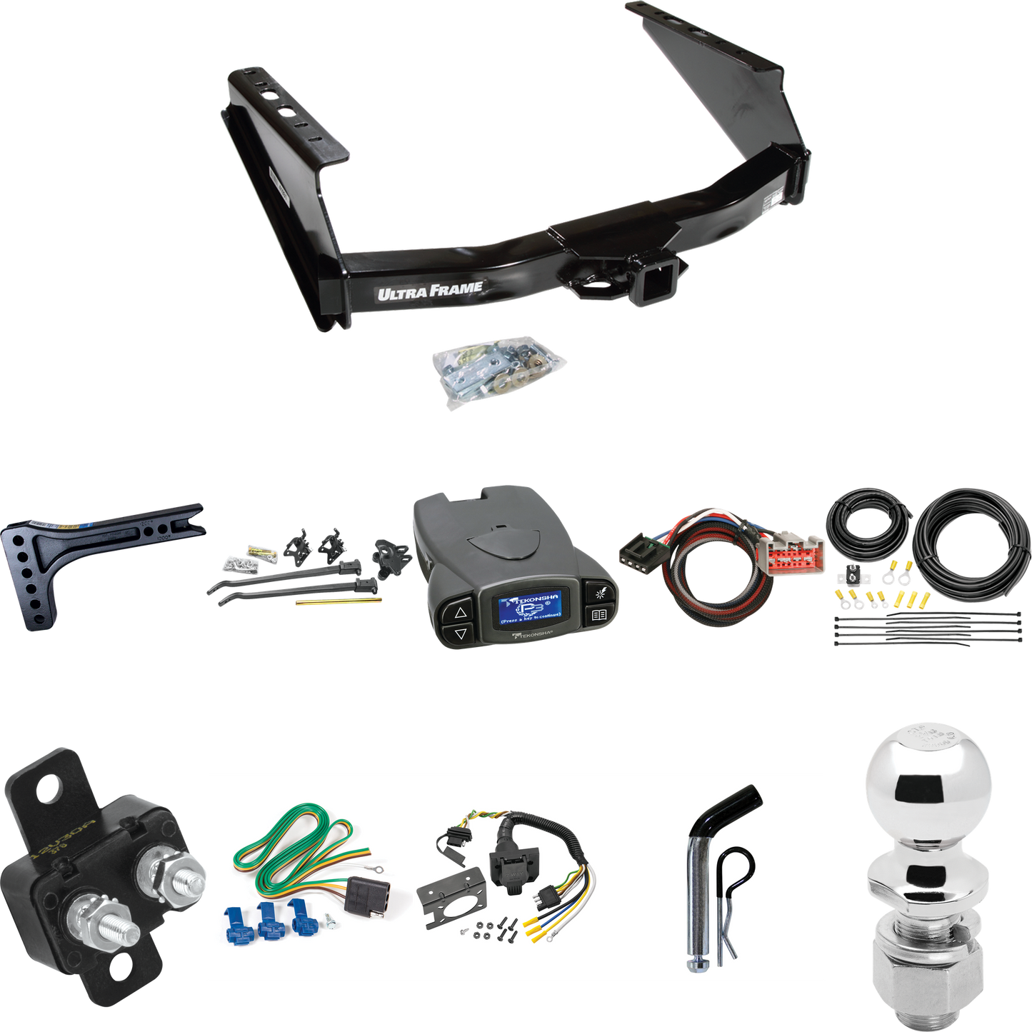 Fits 2008-2016 Ford F-350 Super Duty Trailer Hitch Tow PKG w/ 15K Trunnion Bar Weight Distribution Hitch + Pin/Clip + 2-5/16" Ball + Tekonsha Prodigy P3 Brake Control + Plug & Play BC Adapter + 7-Way RV Wiring (Excludes: Cab & Chassis Models) By Draw