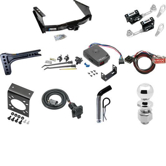 Fits 1999-2001 Ford F-250 Super Duty Trailer Hitch Tow PKG w/ 15K Trunnion Bar Weight Distribution Hitch + Pin/Clip + Dual Cam Sway Control + 2-5/16" Ball + Pro Series Pilot Brake Control + Plug & Play BC Adapter + 7-Way RV Wiring (Excludes: Cab & Ch