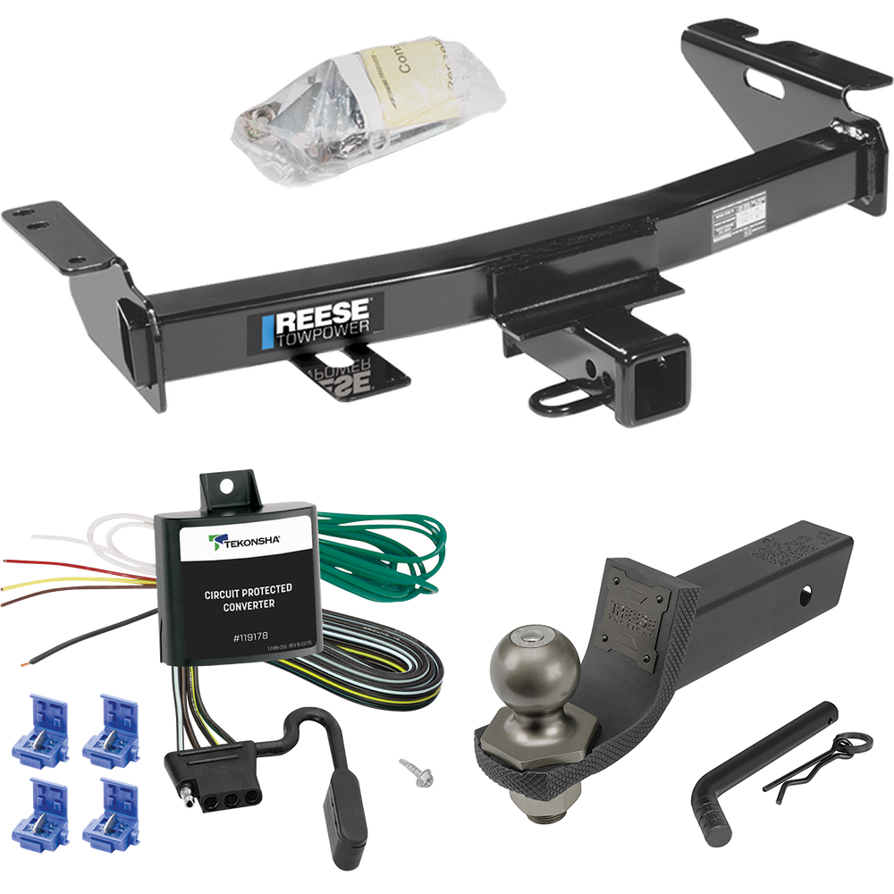 Fits 1999-2005 Pontiac Montana Trailer Hitch Tow PKG w/ 4-Flat Wiring + Interlock Tactical Starter Kit w/ 2" Drop & 2" Ball By Reese Towpower