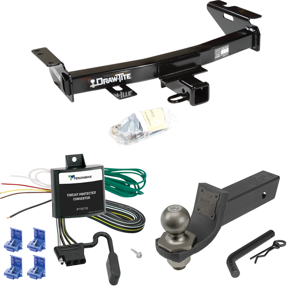 Fits 1999-2005 Pontiac Montana Trailer Hitch Tow PKG w/ 4-Flat Wiring + Interlock Tactical Starter Kit w/ 2" Drop & 2" Ball By Draw-Tite