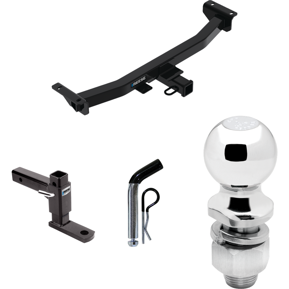 Fits 2019-2023 Ford Ranger Trailer Hitch Tow PKG w/ Adjustable Drop Rise Ball Mount + Pin/Clip + 2" Ball By Reese Towpower