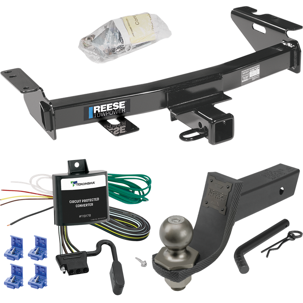 Fits 1997-1998 Pontiac Trans Sport Trailer Hitch Tow PKG w/ 4-Flat Wiring + Interlock Tactical Starter Kit w/ 3-1/4" Drop & 2" Ball By Reese Towpower