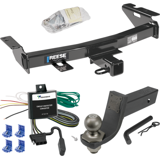 Fits 1997-1998 Pontiac Trans Sport Trailer Hitch Tow PKG w/ 4-Flat Wiring + Interlock Tactical Starter Kit w/ 3-1/4" Drop & 2" Ball By Reese Towpower