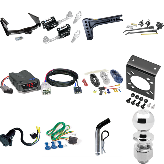 Fits 2005-2007 Ford F-350 Super Duty Trailer Hitch Tow PKG w/ 15K Trunnion Bar Weight Distribution Hitch + Pin/Clip + Dual Cam Sway Control + 2-5/16" Ball + Tekonsha BRAKE-EVN Brake Control + Plug & Play BC Adapter + 7-Way RV Wiring (Excludes: Cab &