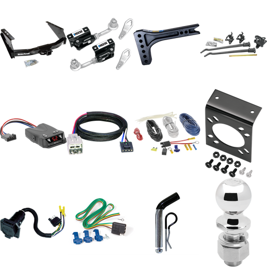 Fits 2005-2007 Ford F-350 Super Duty Trailer Hitch Tow PKG w/ 15K Trunnion Bar Weight Distribution Hitch + Pin/Clip + Dual Cam Sway Control + 2-5/16" Ball + Tekonsha Brakeman IV Brake Control + Plug & Play BC Adapter + 7-Way RV Wiring (Excludes: Cab