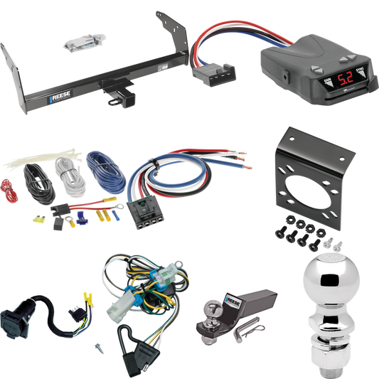 Fits 1998-2000 Isuzu Hombre Trailer Hitch Tow PKG w/ Tekonsha Brakeman IV Brake Control + Generic BC Wiring Adapter + 7-Way RV Wiring + 2" & 2-5/16" Ball & Drop Mount (For w/Step Bumper Models) By Reese Towpower