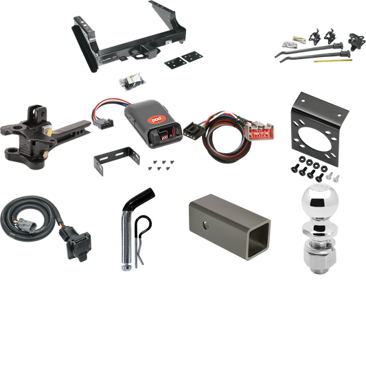 Fits 1999-2001 Ford F-350 Super Duty Trailer Hitch Tow PKG w/ 17K Trunnion Bar Weight Distribution Hitch + Pin/Clip + 2-5/16" Ball + Pro Series POD Brake Control + Plug & Play BC Adapter + 7-Way RV Wiring (Excludes: Cab & Chassis Models) By Draw-Tite