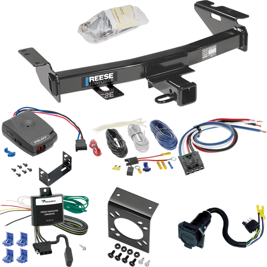 Se adapta al paquete de enganche de remolque Chevrolet Venture 1997-2005 con control de freno piloto serie Pro + adaptador de cableado BC genérico + cableado RV de 7 vías de Reese Towpower