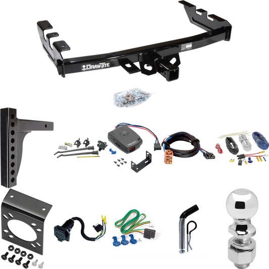 Fits 2005-2007 GMC Sierra 1500 HD Trailer Hitch Tow PKG w/ 12K Trunnion Bar Weight Distribution Hitch + Pin/Clip + 2-5/16" Ball + Pro Series Pilot Brake Control + Plug & Play BC Adapter + 7-Way RV Wiring (For (Classic) Models) By Draw-Tite