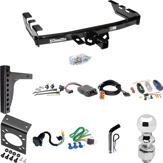 Fits 2003-2007 GMC Sierra 1500 Trailer Hitch Tow PKG w/ 12K Trunnion Bar Weight Distribution Hitch + Pin/Clip + 2-5/16" Ball + Tekonsha Brakeman IV Brake Control + Plug & Play BC Adapter + 7-Way RV Wiring (For (Classic) Models) By Draw-Tite