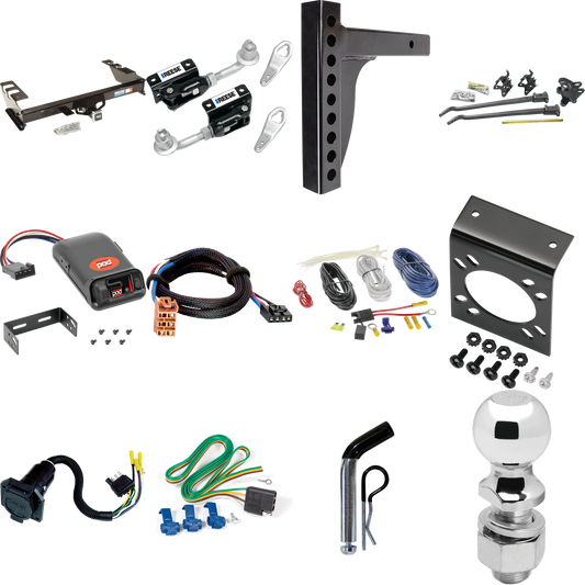 Fits 2003-2004 GMC Sierra 2500 Trailer Hitch Tow PKG w/ 12K Trunnion Bar Weight Distribution Hitch + Pin/Clip + Dual Cam Sway Control + 2-5/16" Ball + Pro Series POD Brake Control + Plug & Play BC Adapter + 7-Way RV Wiring By Reese Towpower