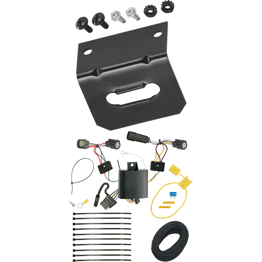 Se adapta al arnés de cableado del remolque del extremo del vehículo de 4 planos Chevrolet Volt 2016-2019 + soporte de cableado de Tekonsha