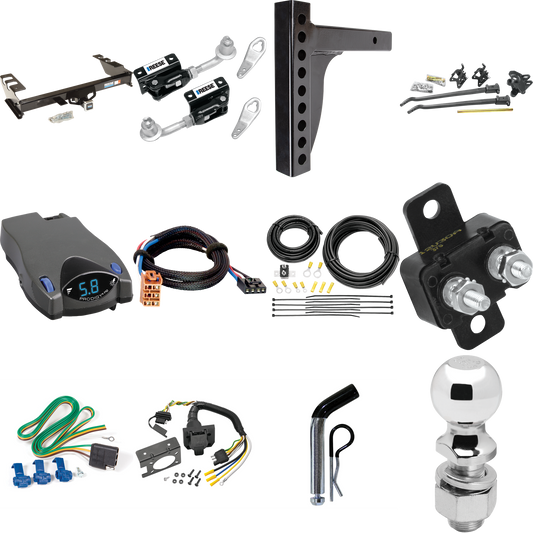 Fits 2003-2003 GMC Sierra 1500 HD Trailer Hitch Tow PKG w/ 12K Trunnion Bar Weight Distribution Hitch + Pin/Clip + Dual Cam Sway Control + 2-5/16" Ball + Tekonsha Prodigy P2 Brake Control + Plug & Play BC Adapter + 7-Way RV Wiring By Reese Towpower