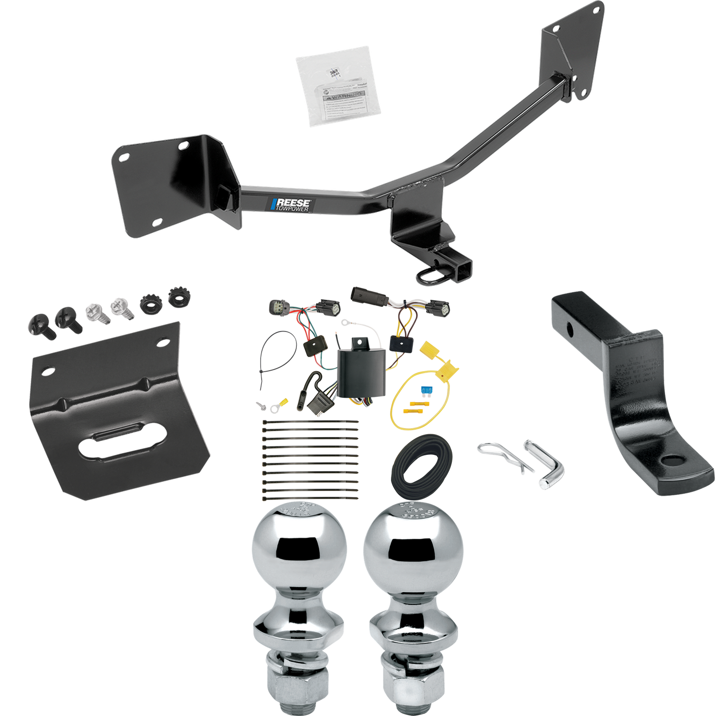 Se adapta al paquete de remolque con enganche de remolque Chevrolet Volt 2016-2019 con arnés de cableado de 4 planos + barra de tracción + bola de 1-7/8" + 2" + soporte de cableado de Reese Towpower