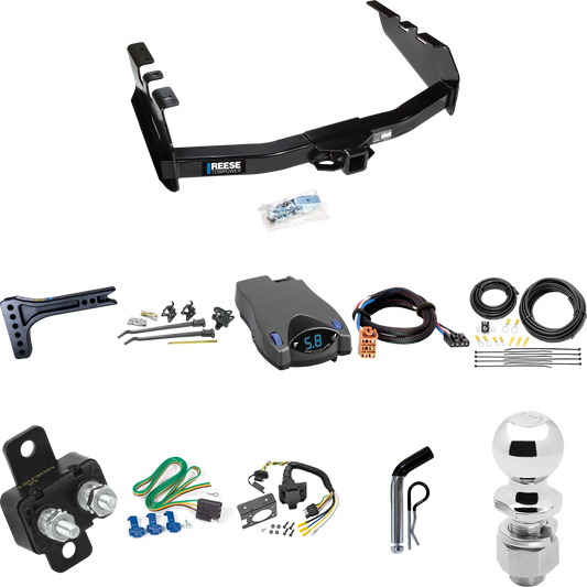 Fits 2003-2007 GMC Sierra 1500 Trailer Hitch Tow PKG w/ 15K Trunnion Bar Weight Distribution Hitch + Pin/Clip + 2-5/16" Ball + Tekonsha Prodigy P2 Brake Control + Plug & Play BC Adapter + 7-Way RV Wiring (For (Classic) Models) By Reese Towpower