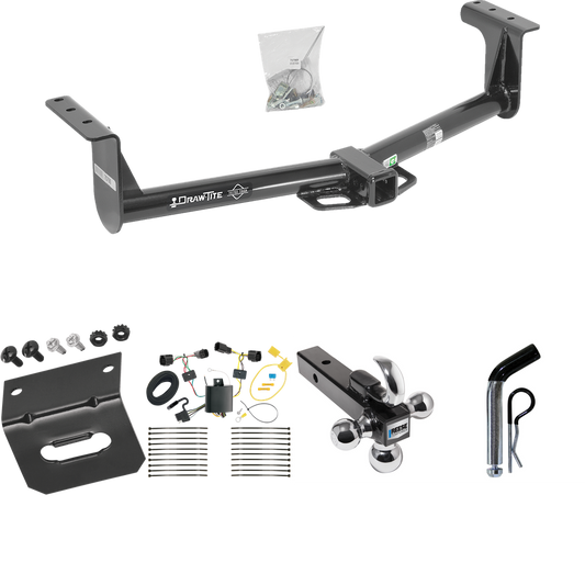 Fits 2013-2016 Ford Ranger Trailer Hitch Tow PKG w/ 4-Flat Wiring Harness + Triple Ball Ball Mount 1-7/8" & 2" & 2-5/16" Trailer Balls w/ Tow Hook + Pin/Clip + Wiring Bracket By Draw-Tite