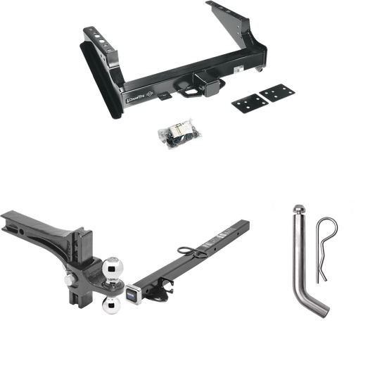 Fits 1999-2016 Ford F-250 Super Duty Trailer Hitch Tow PKG w/ 2-1/2" to 2" Adapter 24" Length + Adjustable Drop Rise Dual Ball Ball Mount 2" & 2-5/16" Trailer Balls + Pin/Clip (Excludes: Cab & Chassis Models) By Draw-Tite