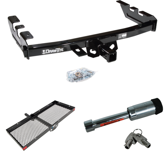 Fits 1999-2002 GMC Sierra 1500 Trailer Hitch Tow PKG w/ 48" x 20" Cargo Carrier + Hitch Lock By Draw-Tite