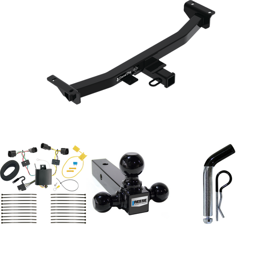 Fits 2019-2023 Ford Ranger Trailer Hitch Tow PKG w/ 4-Flat Wiring + Triple Ball Ball Mount 1-7/8" & 2" & 2-5/16" Trailer Balls + Pin/Clip By Draw-Tite