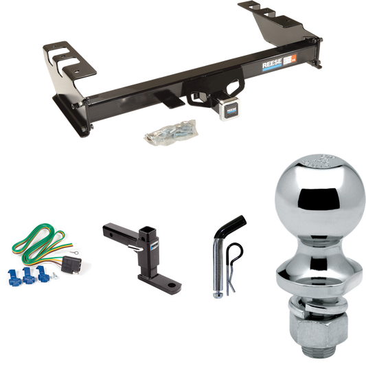 Fits 1999-2002 GMC Sierra 1500 Trailer Hitch Tow PKG w/ 4-Flat Wiring + Adjustable Drop Rise Ball Mount + Pin/Clip + 1-7/8" Ball By Reese Towpower