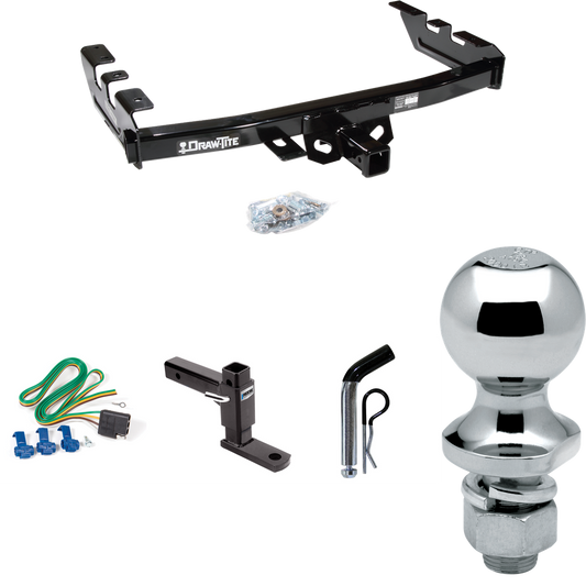 Fits 2005-2007 GMC Sierra 1500 HD Trailer Hitch Tow PKG w/ 4-Flat Wiring + Adjustable Drop Rise Ball Mount + Pin/Clip + 1-7/8" Ball (For (Classic) Models) By Draw-Tite