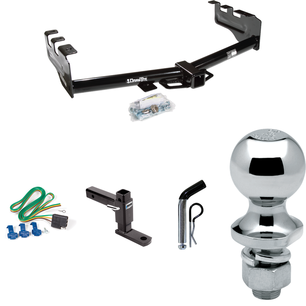 Fits 2003-2007 Chevrolet Silverado 1500 Trailer Hitch Tow PKG w/ 4-Flat Wiring + Adjustable Drop Rise Ball Mount + Pin/Clip + 1-7/8" Ball (For (Classic) Models) By Draw-Tite