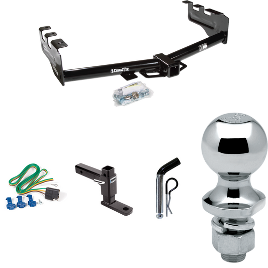 Fits 2003-2007 Chevrolet Silverado 1500 Trailer Hitch Tow PKG w/ 4-Flat Wiring + Adjustable Drop Rise Ball Mount + Pin/Clip + 1-7/8" Ball (For (Classic) Models) By Draw-Tite