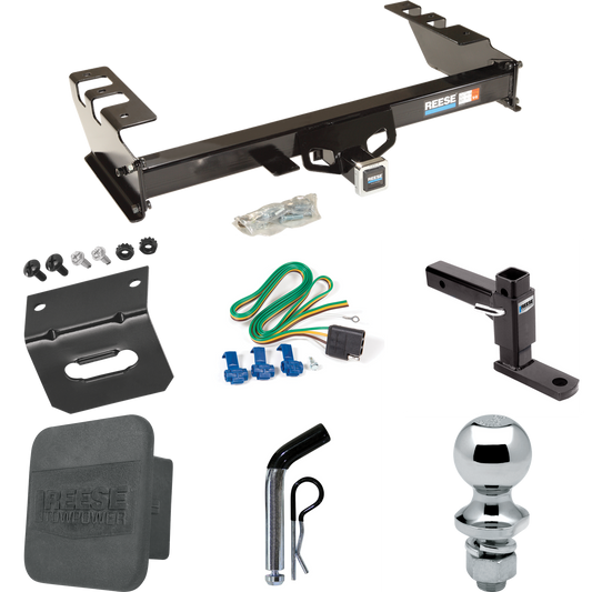 Se adapta al paquete de enganche de remolque GMC Sierra 1500 2003-2007 con 4 cables planos + soporte de bola ajustable + pasador/clip + bola de 1-7/8" + soporte de cableado + cubierta de enganche (para modelos (clásicos)) de Reese potencia de remolque