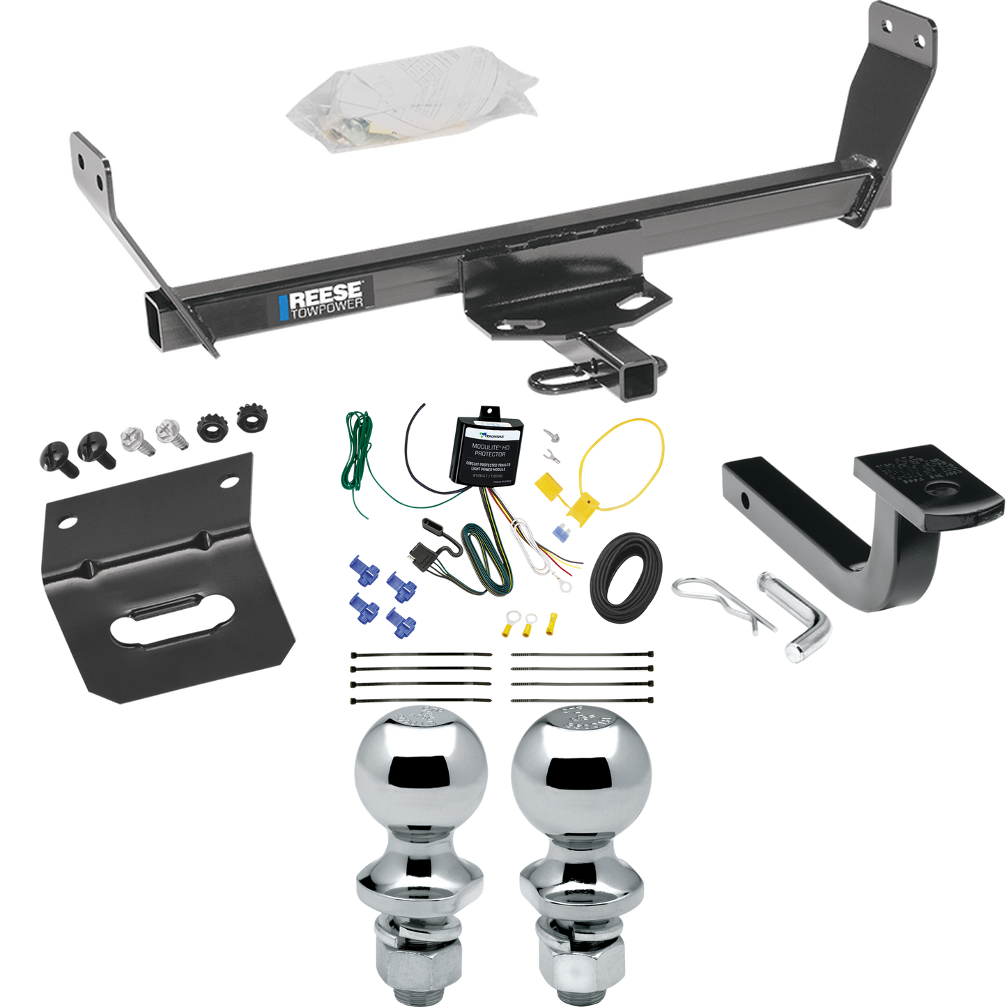 Fits 2011-2011 Chrysler 200 Trailer Hitch Tow PKG w/ 4-Flat Wiring Harness + Draw-Bar + 1-7/8" + 2" Ball + Wiring Bracket (For Sedan Models) By Reese Towpower