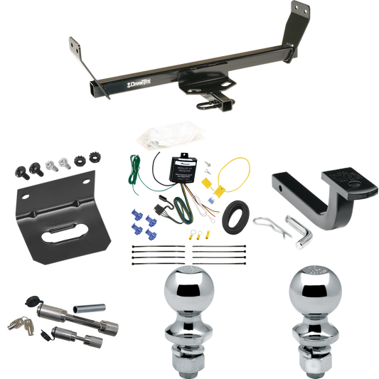 Fits 2007-2010 Chrysler Sebring Trailer Hitch Tow PKG w/ 4-Flat Wiring Harness + Draw-Bar + 1-7/8" + 2" Ball + Wiring Bracket + Dual Hitch & Coupler Locks (Excludes: Convertible Models) By Draw-Tite