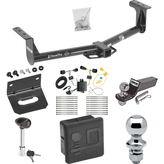 Fits 2013-2016 Ford Ranger Trailer Hitch Tow PKG w/ 4-Flat Wiring + Starter Kit Ball Mount w/ 2" Drop & 2" Ball + 1-7/8" Ball + Wiring Bracket + Hitch Lock + Hitch Cover By Draw-Tite