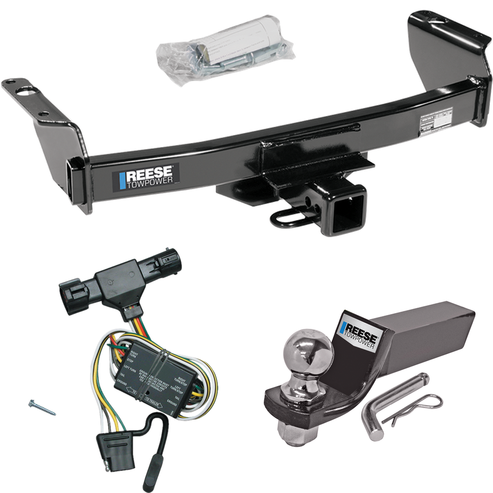 Fits 1993-1999 Ford Ranger Trailer Hitch Tow PKG w/ 4-Flat Wiring + Starter Kit Ball Mount w/ 2" Drop & 2" Ball By Reese Towpower