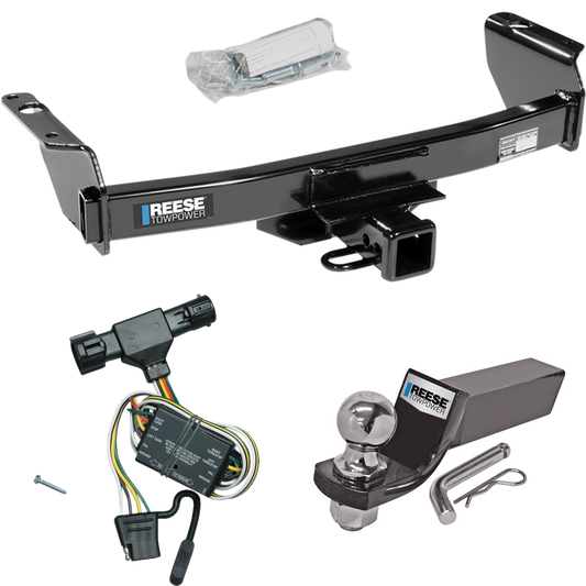 Fits 1993-1999 Ford Ranger Trailer Hitch Tow PKG w/ 4-Flat Wiring + Starter Kit Ball Mount w/ 2" Drop & 2" Ball By Reese Towpower