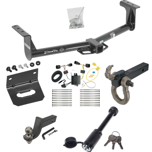 Fits 2013-2016 Ford Ranger Trailer Hitch Tow PKG w/ 4-Flat Wiring + Interlock Tactical Starter Kit w/ 3-1/4" Drop & 2" Ball + Tactical Hook & Shackle Mount + Tactical Dogbone Lock + Wiring Bracket By Draw-Tite