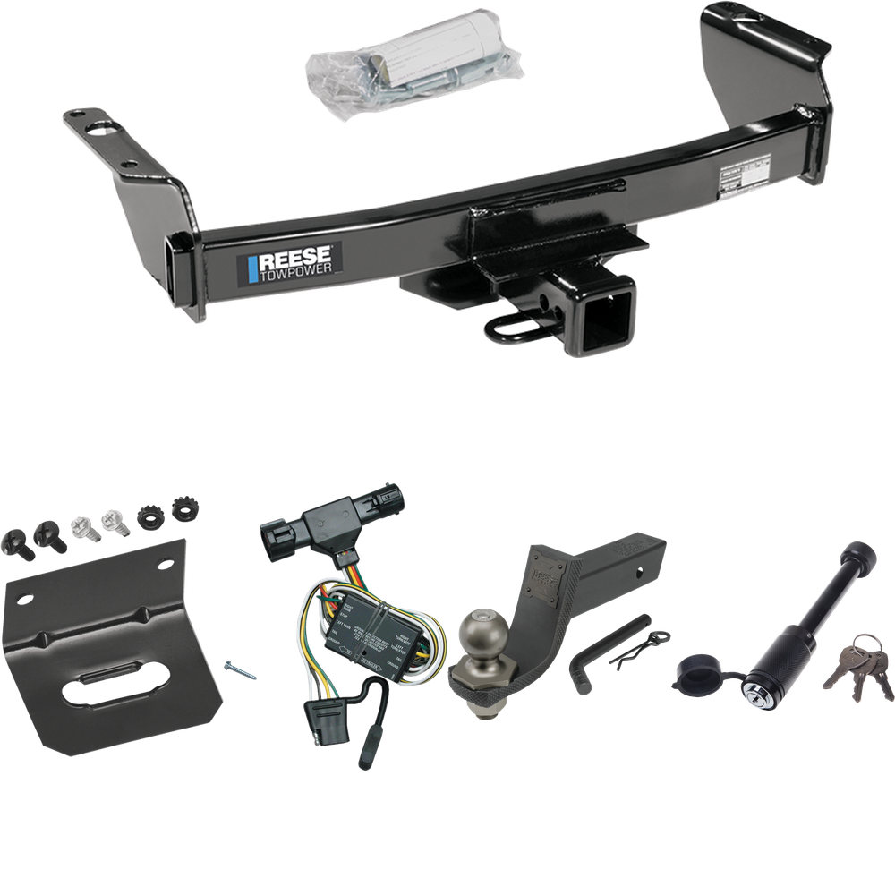 Fits 1994-1997 Mazda B2300 Trailer Hitch Tow PKG w/ 4-Flat Wiring + Interlock Tactical Starter Kit w/ 3-1/4" Drop & 2" Ball + Tactical Dogbone Lock + Wiring Bracket By Reese Towpower