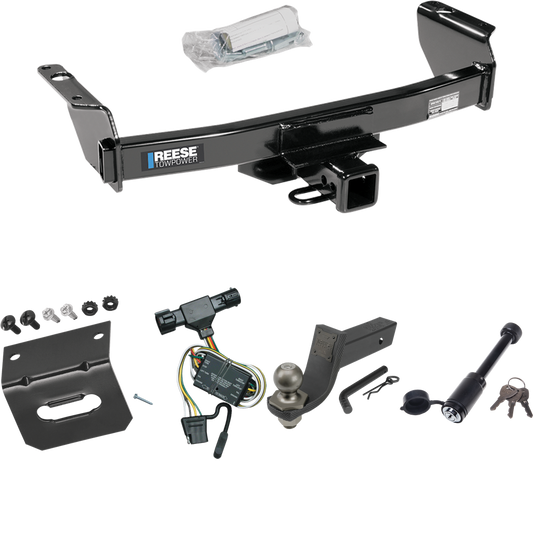 Fits 1994-1997 Mazda B2300 Trailer Hitch Tow PKG w/ 4-Flat Wiring + Interlock Tactical Starter Kit w/ 3-1/4" Drop & 2" Ball + Tactical Dogbone Lock + Wiring Bracket By Reese Towpower