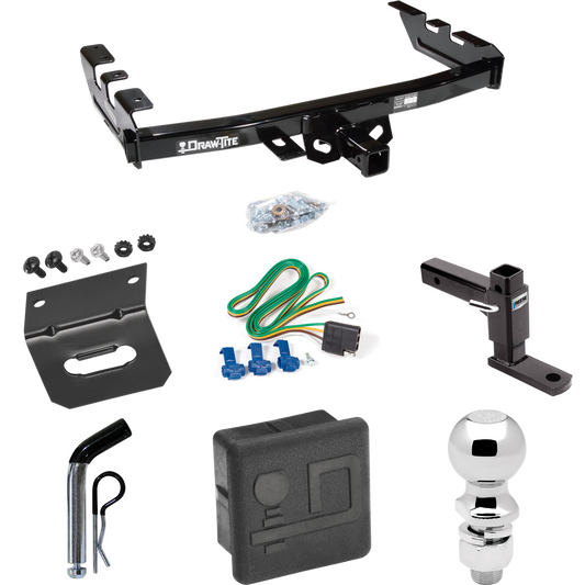 Se adapta al paquete de enganche de remolque Chevrolet Silverado 1500 HD 2005-2007 con 4 cables planos + soporte de bola ajustable + pasador/clip + bola de 2-5/16" + soporte de cableado + cubierta de enganche (para modelos (clásicos)) dibujar-tite