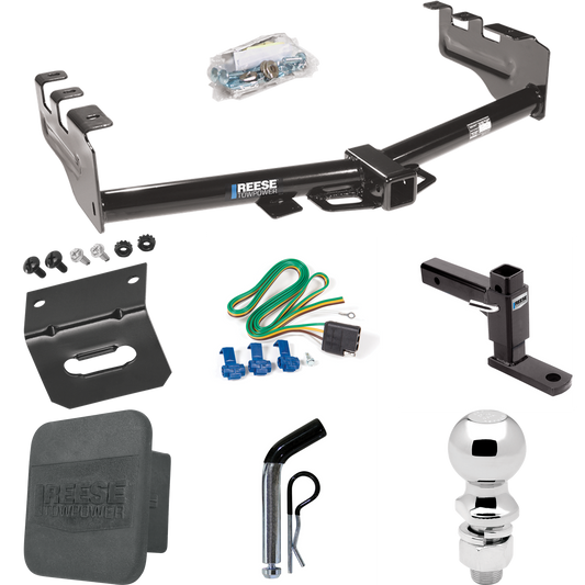 Se adapta al paquete de enganche de remolque Chevrolet Silverado 1500 HD 2005-2007 con 4 cables planos + soporte de bola ajustable + pasador/clip + bola de 2-5/16" + soporte de cableado + cubierta de enganche (para modelos (clásicos)) Reese Towpower