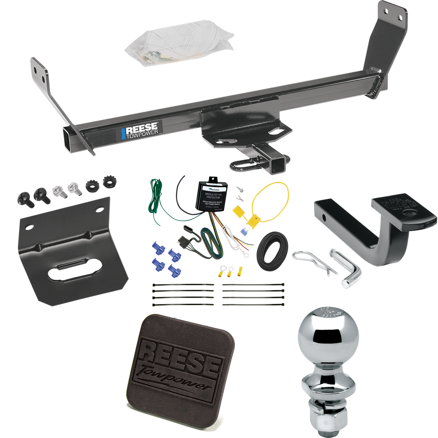 Fits 2011-2011 Chrysler 200 Trailer Hitch Tow PKG w/ 4-Flat Wiring Harness + Draw-Bar + 2" Ball + Wiring Bracket + Hitch Cover (For Convertible Models) By Reese Towpower