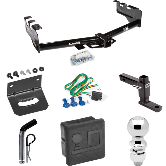 Se adapta al paquete de enganche de remolque GMC Sierra 1500 HD 2005-2007 con 4 cables planos + soporte de bola ajustable + pasador/clip + bola de 2-5/16" + soporte de cableado + cubierta de enganche (para modelos (clásicos)) dibujar-tite