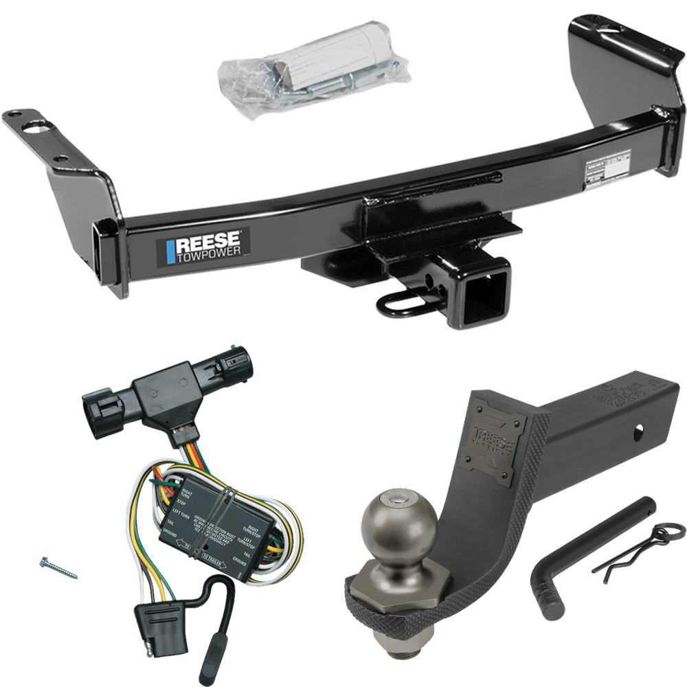 Fits 1998-2001 Mazda B2500 Trailer Hitch Tow PKG w/ 4-Flat Wiring + Interlock Tactical Starter Kit w/ 3-1/4" Drop & 2" Ball By Reese Towpower