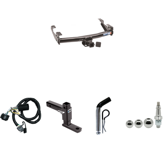 Fits 2007-2007 GMC Sierra 1500 HD Trailer Hitch Tow PKG w/ 4-Flat Wiring + Adjustable Drop Rise Ball Mount + Pin/Clip + Inerchangeable 1-7/8" & 2" & 2-5/16" Balls (For (Classic), 6.6 ft. Bed Models) By Reese Towpower