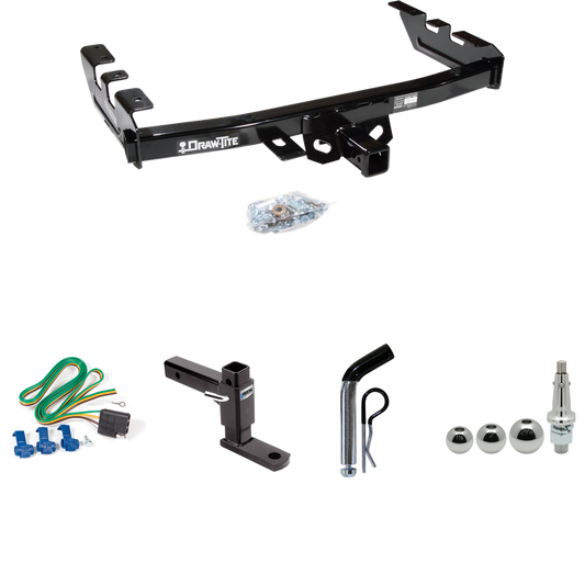 Se adapta al paquete de enganche de remolque GMC Sierra 1500 HD 2001-2003 con 4 cables planos + soporte de bola ajustable + pasador/clip + bolas intercambiables de 1-7/8" y 2" y 2-5/16" por sorteo. tite